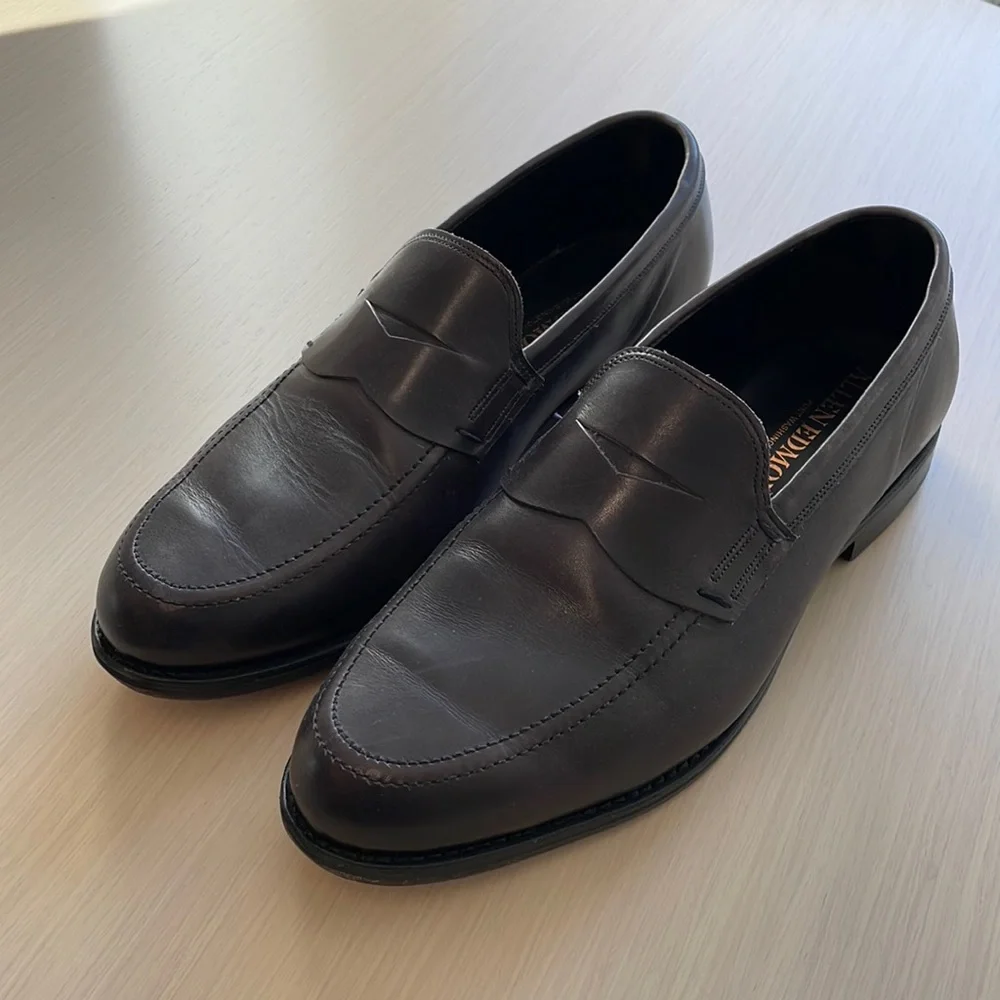 Allen Edmonds Men Size 9.5 EEE Carbon Wooster Street Penny Loafers Leather Shoes - Picture 1 of 5